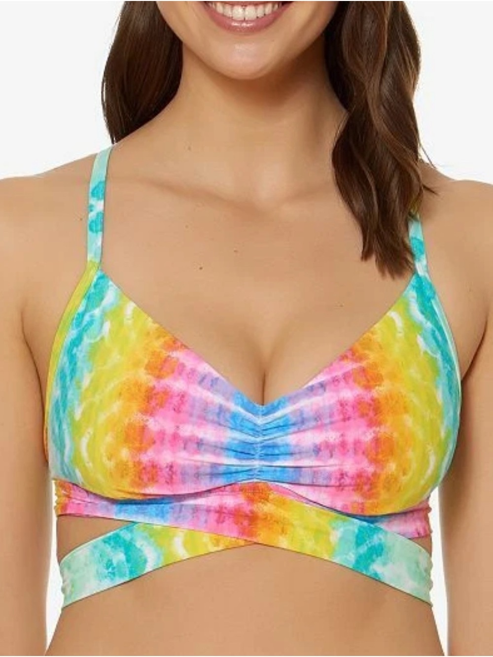 Blue rod Beattie Tie-Dye Wrap-Front Women's Swim Top - Multi
